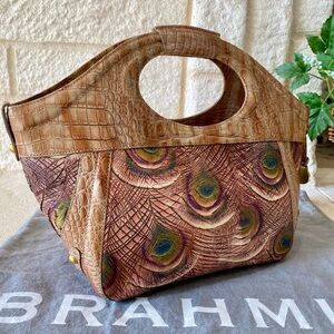 Extremely RARE Brahmin🦚PEACOCK FEATHERS Embossed CAPRI Tote